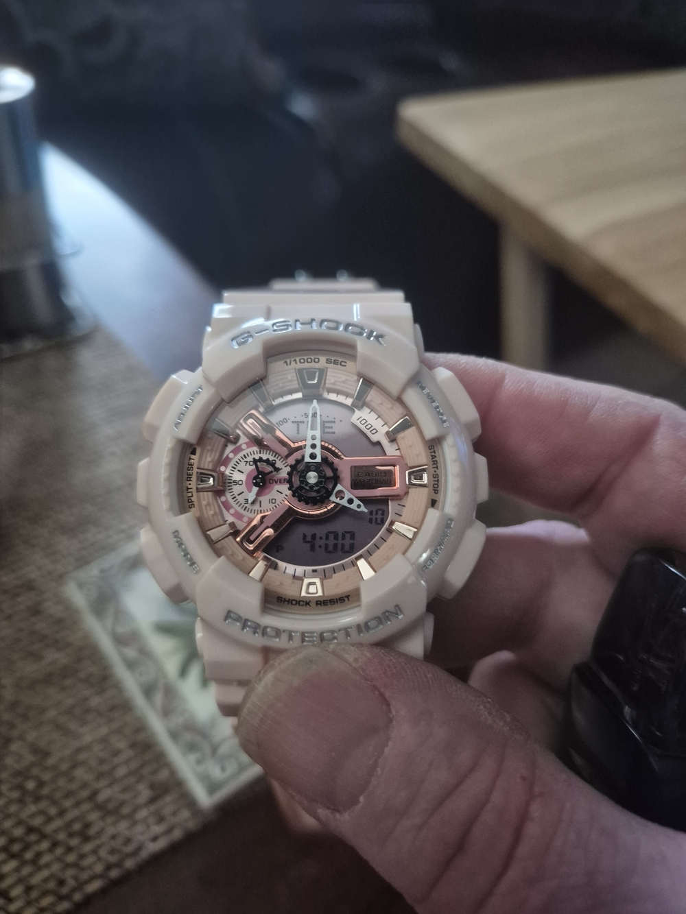 Casio G-Shock Pink Resin Watch with Rose Gold Dial Accents